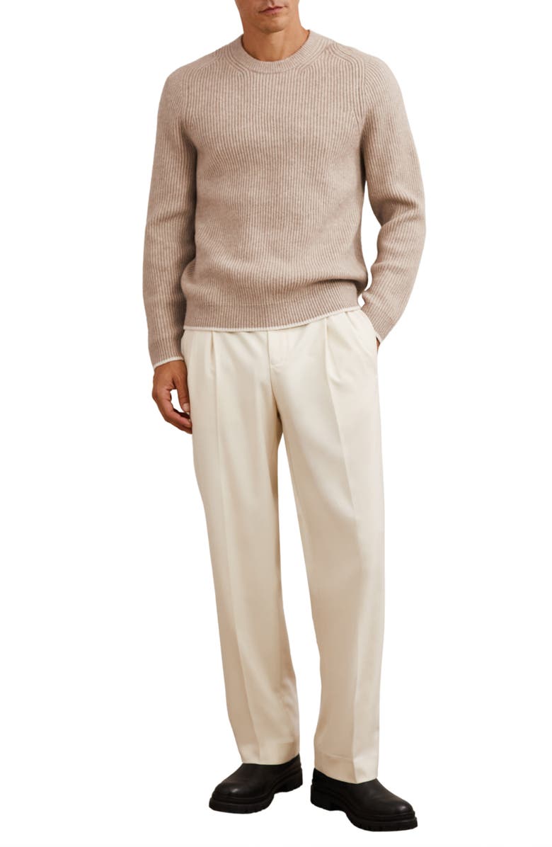 Reiss Crammond Rib Sweater, Alternate, color, Oatmeal Brown
