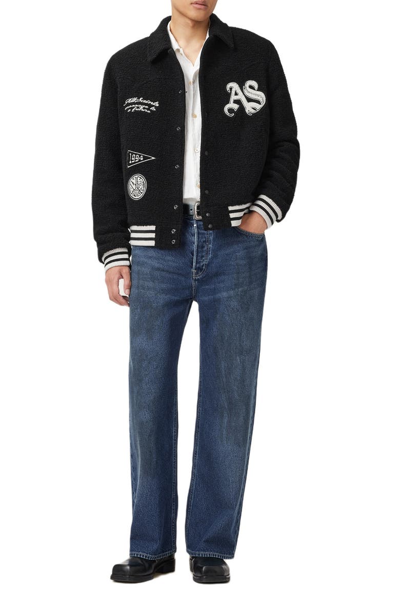 Baum Wool Blend Baseball Jacket, Alternate, color, BLACK