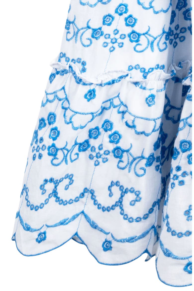 Kids' Floral Embroidered Tiered Dress, Alternate, color, BLUE