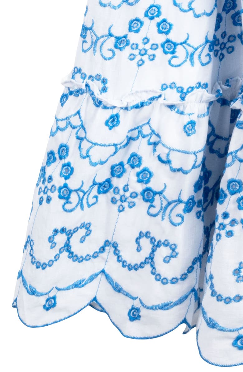 Rare Editions Kids' Floral Embroidered Tiered Dress, Alternate, color, Blue