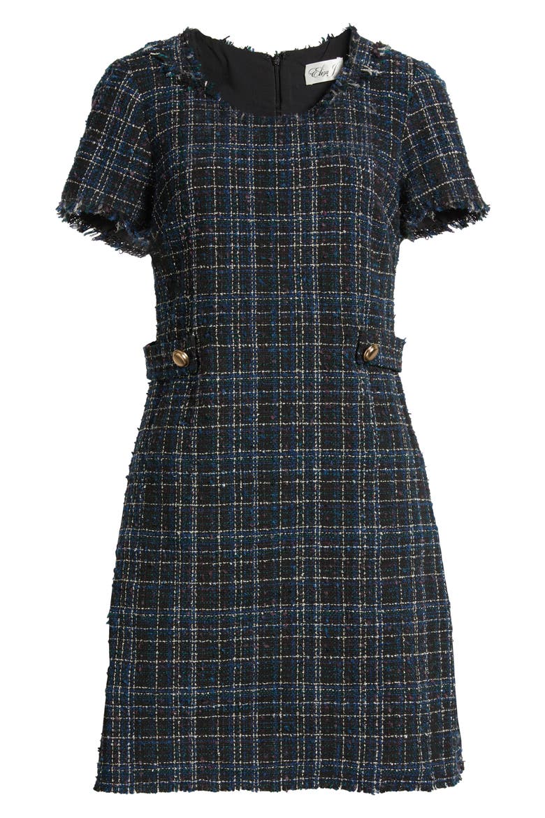 Tweed A-Line Dress, Alternate, color, NAVY BLACK