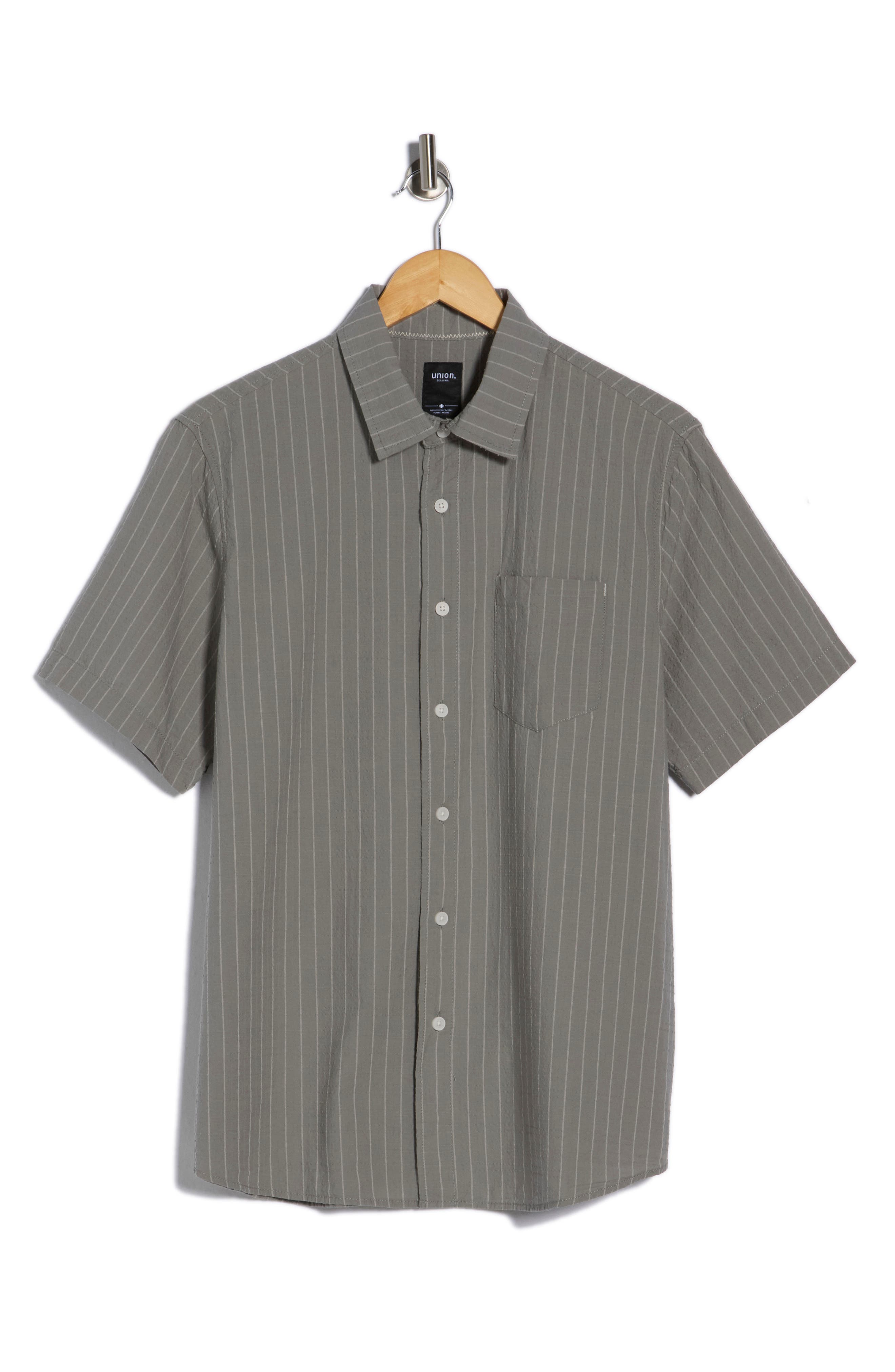 Union Jupiter Yarn Dyed Seersucker Short Sleeve Button-Up Shirt
