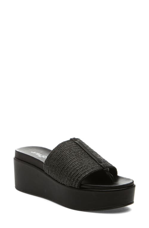 JSlides Quo Woven Wedge Sandal in Black 