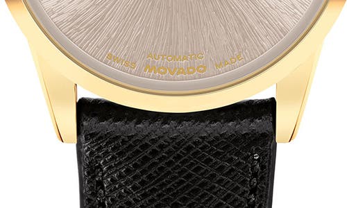 Movado Women's Museum Classic Swiss Automatic Black Leather Watch, 33mm In Grey/black