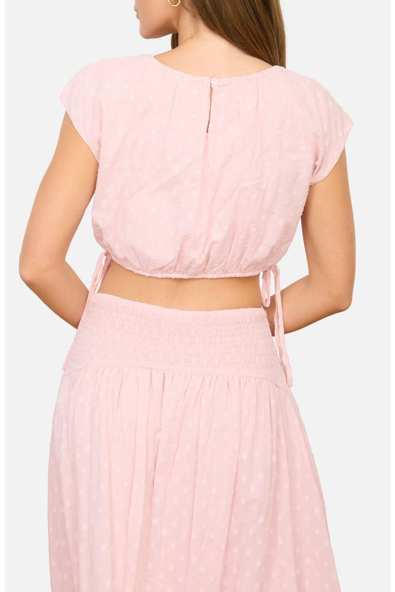 Side Tie Swiss Dot Crop Top, Alternate, color, PINK