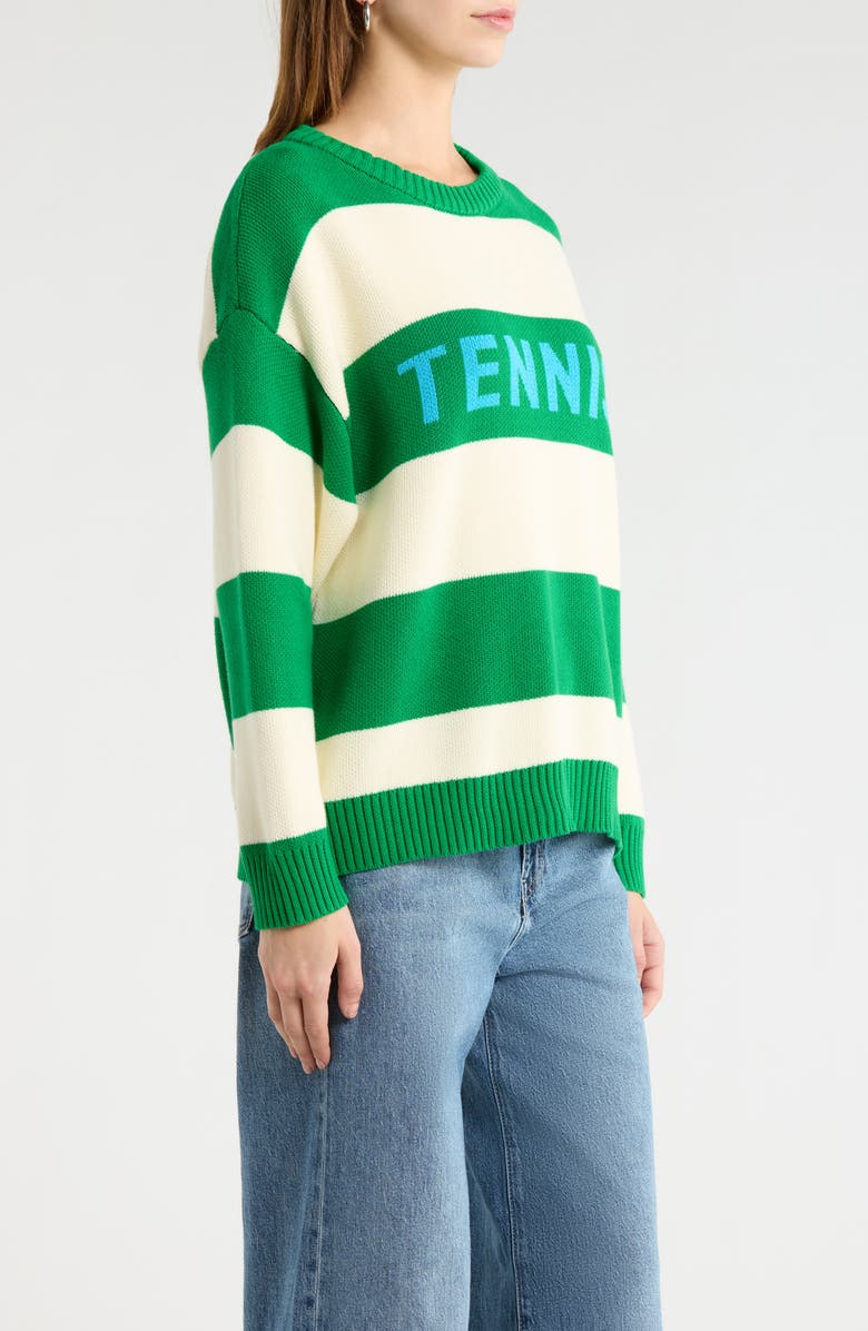 SUGARLIPS Tennis Stripe Relaxed Fit Cotton Sweater, Alternate, color, 
