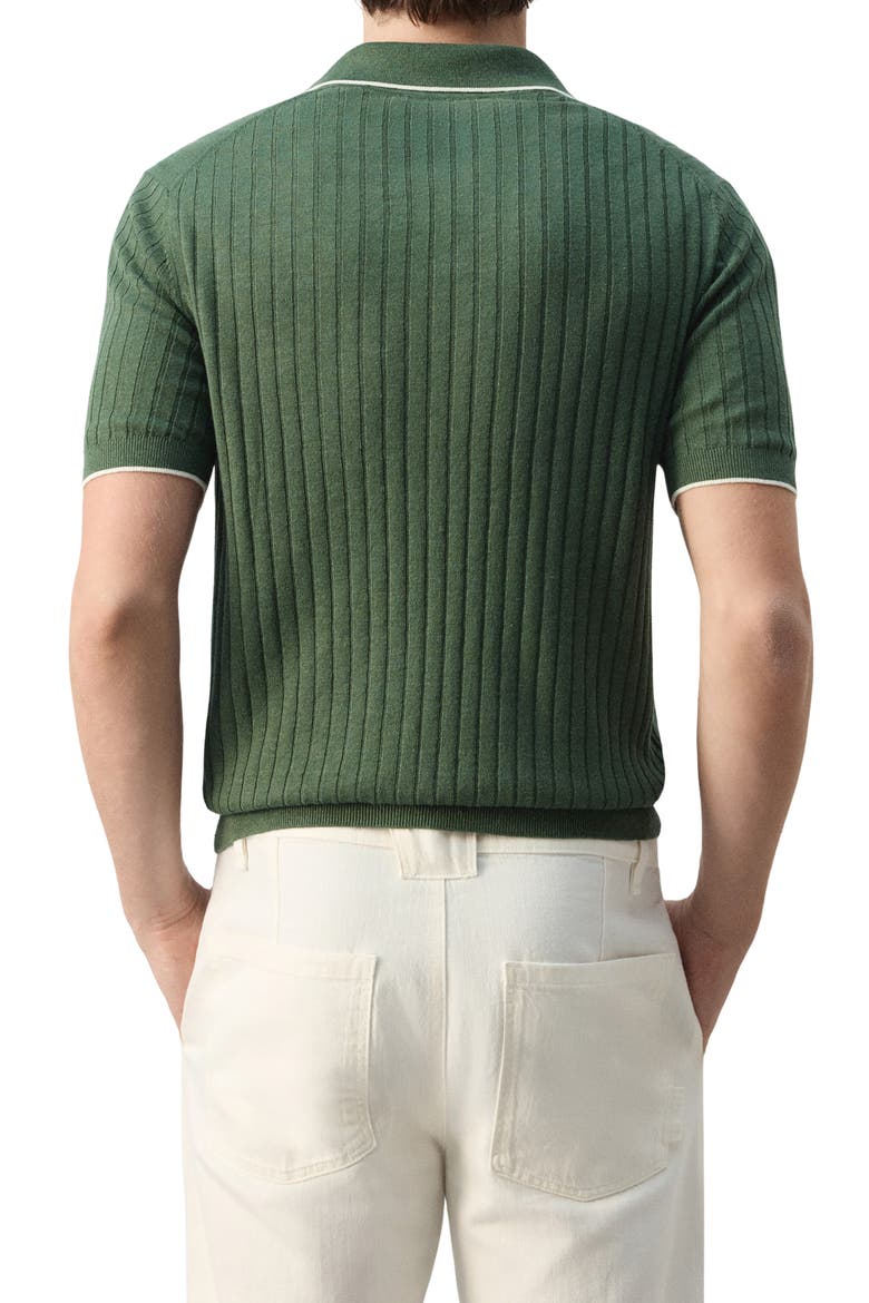 Regular Fit Linen Blend Rib Polo, Alternate, color, FOREST GREEN