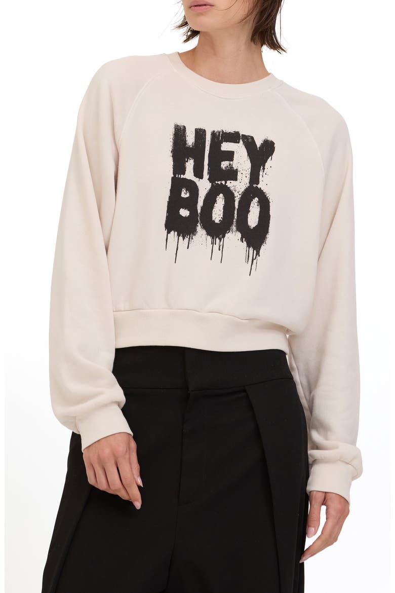 Hey Boo Graphic Sweatshirt, Main, color, VINTAGE WHITE