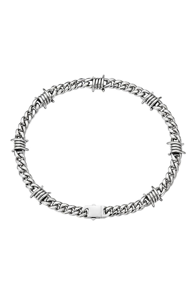 Barbed Wire Chain Necklace, Main, color, SILVER