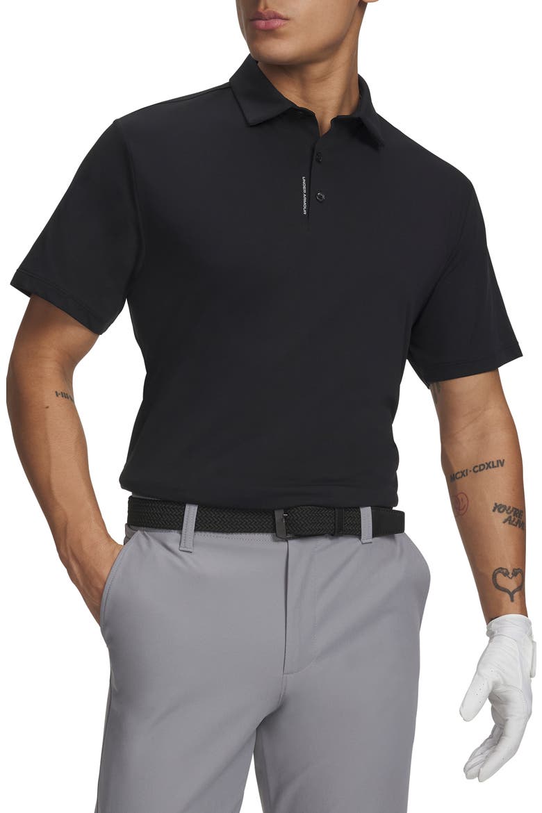 UA ArmourDry Solid Performance Golf Polo, Main, color, 001 BLACK