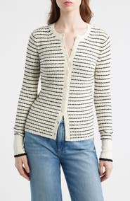Madewell Striped Boucle Knit Cardigan