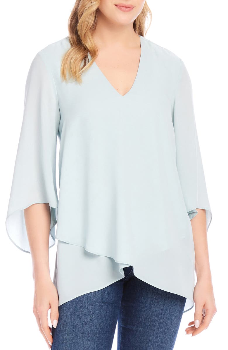 Karen Kane Crossover Hem Asymmetric Top, Main, color, Fiji