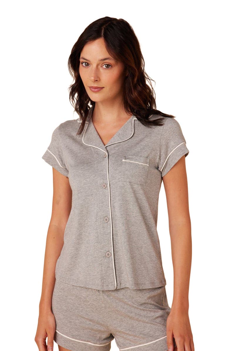 The Cat
s Pajamas Pima Knit Short Set, Alternate, color, Classic Heather Grey
