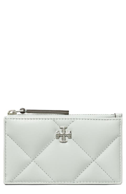 Kira Diamond Quilted Leather Zip Card Case