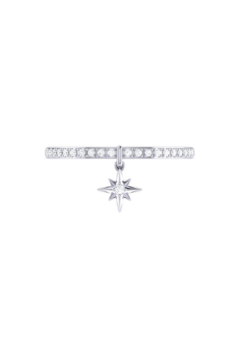 Little North Star Sterling Silver Diamond Charm Ring, Alternate, color, Silver