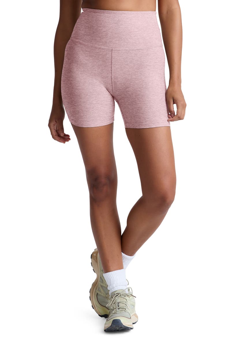 Keep Pace Space Dye Bike Shorts, Main, color, BLUSH BLOOMS HEATHER