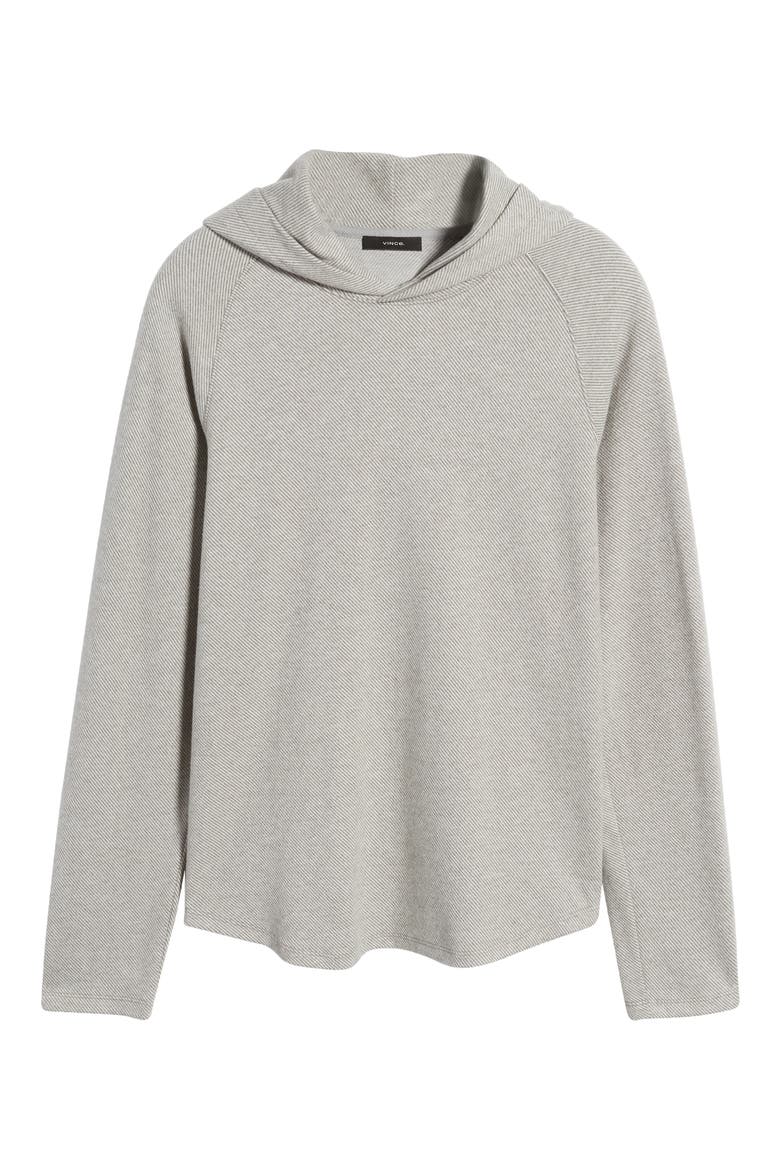 Broken Twill Hoodie, Alternate, color, HEATHER GREY/ OFF WHITE