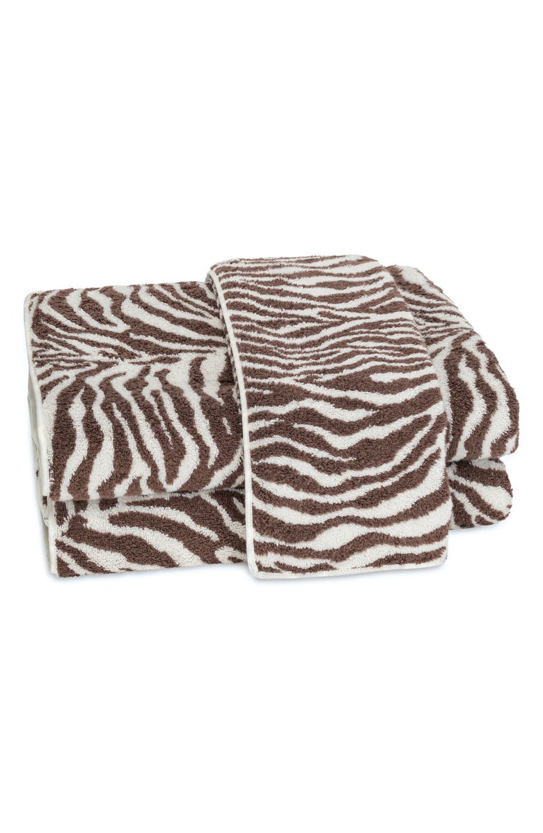 Matouk Regine Zebra Stripe Cotton & Linen Bath Towel, Main, color, Sable