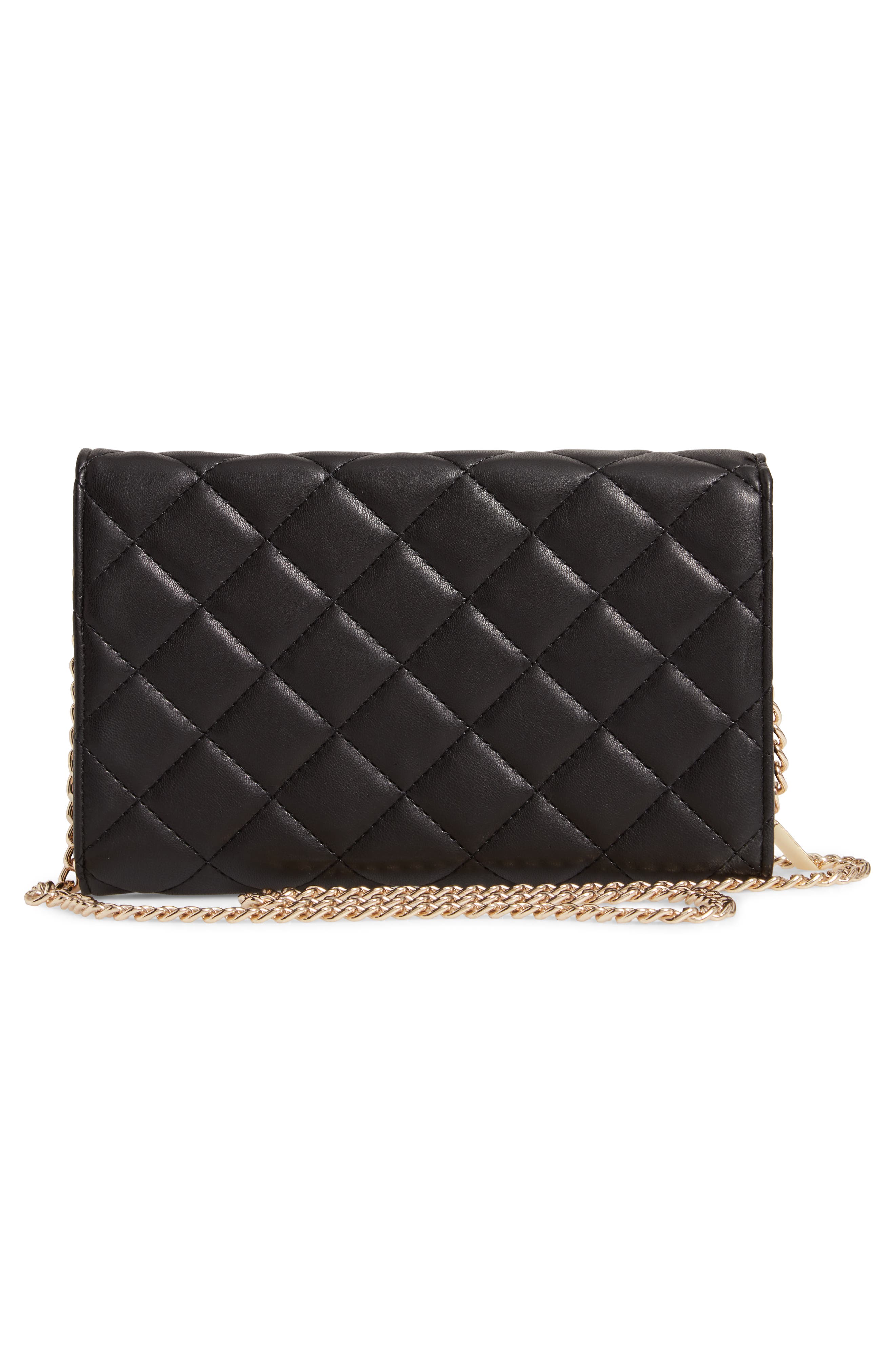 Ciara Quilted Vegan Leather Convertible Clutch, Alternate, color, BLACK