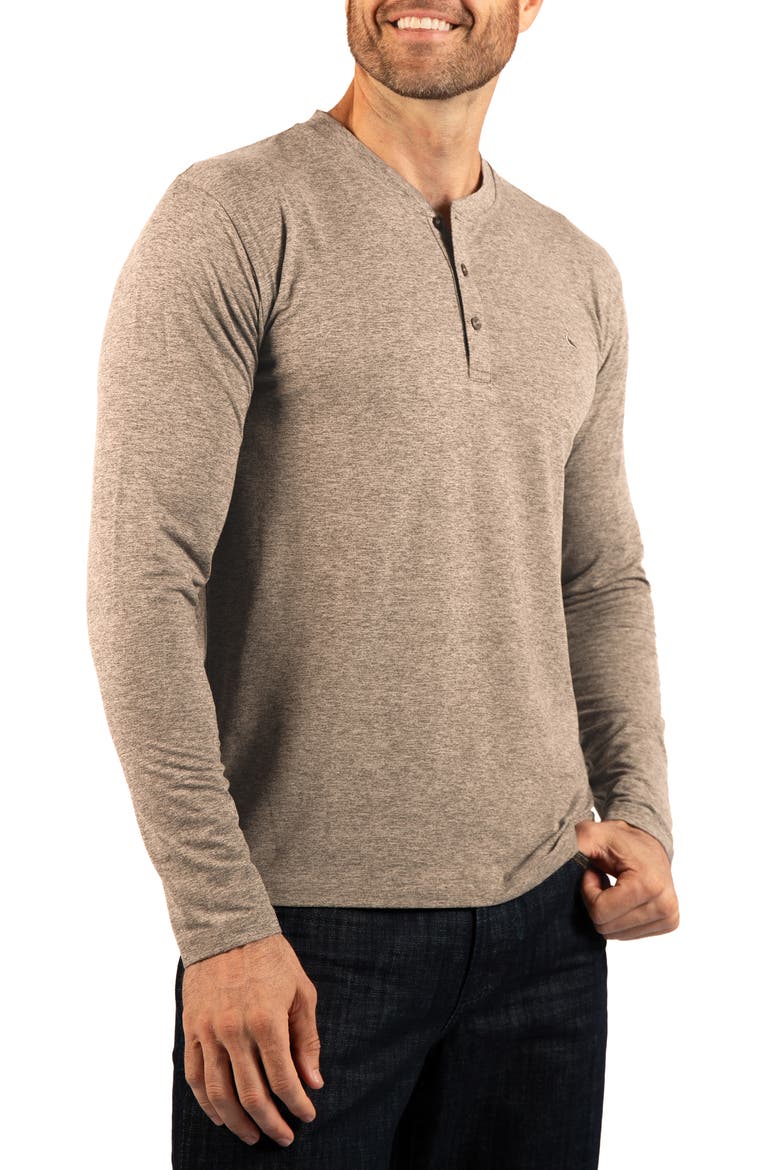 Brushed Melange Long Sleeve Henley, Alternate, color, CEDAR
