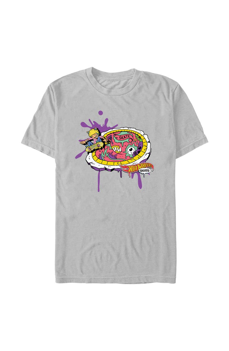Hot Wheels Men's Hot Wheels Animated Skating Badge Graphic T-Shirt, Main, color, Ice Grey
