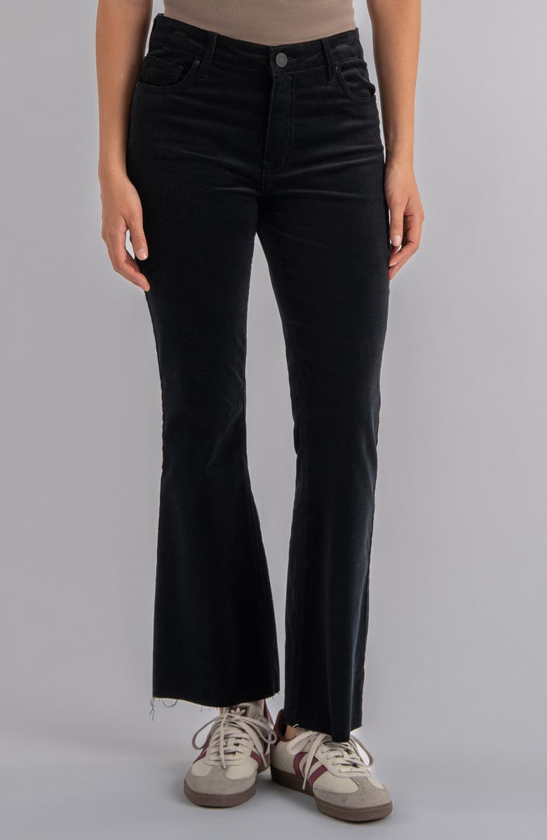 KUT from the Kloth Kelsey Fab Ab High Waist Raw Hem Ankle Kick Flare Corduroy Pants, Main, color, Black