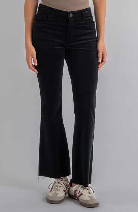 KUT from the Kloth Kelsey Fab Ab High Waist Raw Hem Ankle Kick Flare Corduroy Pants