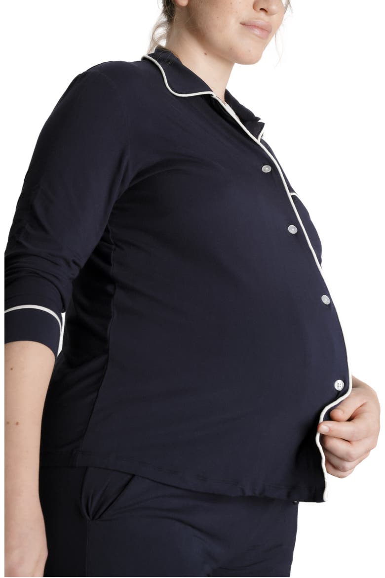 Heart On My Sleeve Maternity Pajama Set, Alternate, color, NAVY
