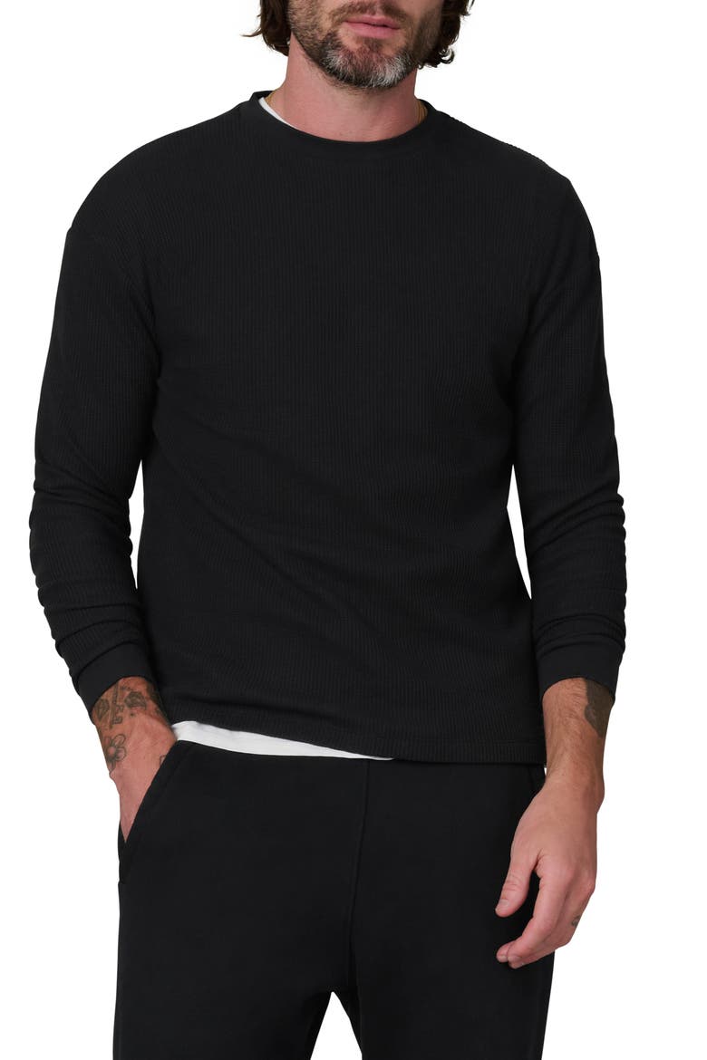 Waffle Monogram Long Sleeve T-Shirt, Main, color, BLACK