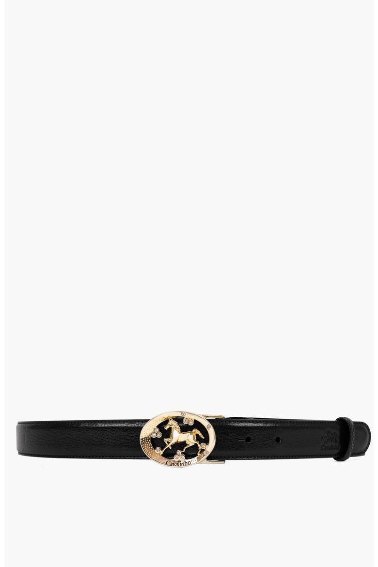 Cavalo Lusitano 917 Leather Belt with Oval Buckle, Main, color, Black