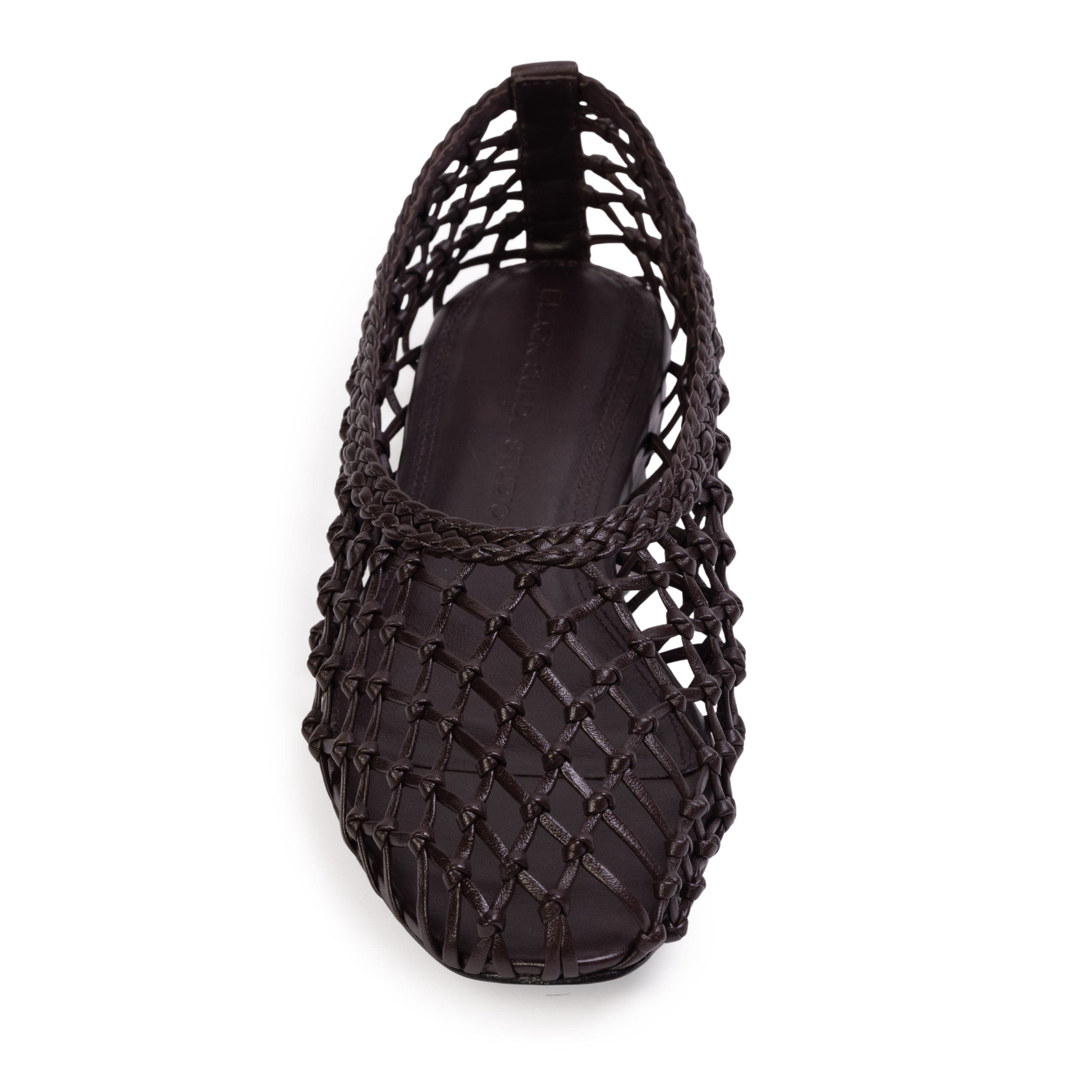 BLACK SUEDE STUDIO Sonia Flat, Alternate, color, Black Coffee Leather