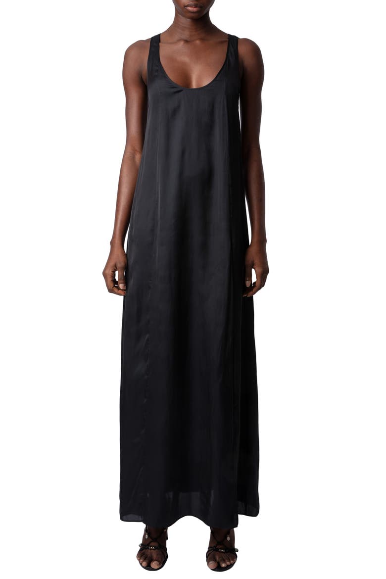 Rarys Satin Maxi Dress, Main, color, NOIR