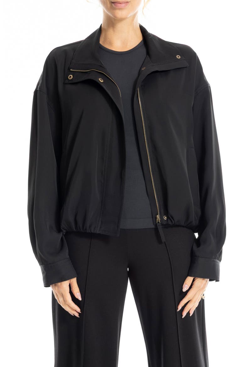 Bubble Hem Bomber Jacket, Alternate, color, BLACK