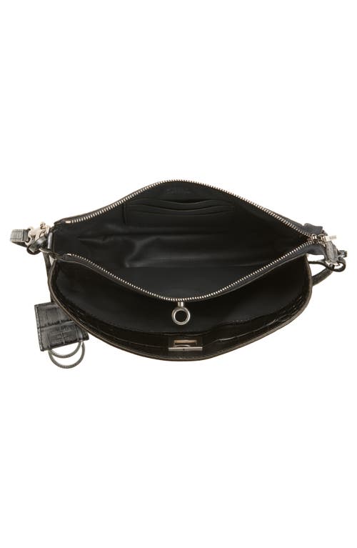 Balenciaga Rodeo Sling Croc Embossed Leather Pouchette