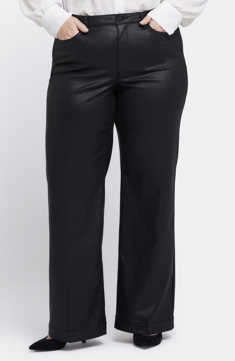 Teresa Coated Wide Leg Jeans (Black Coated) (Plus)