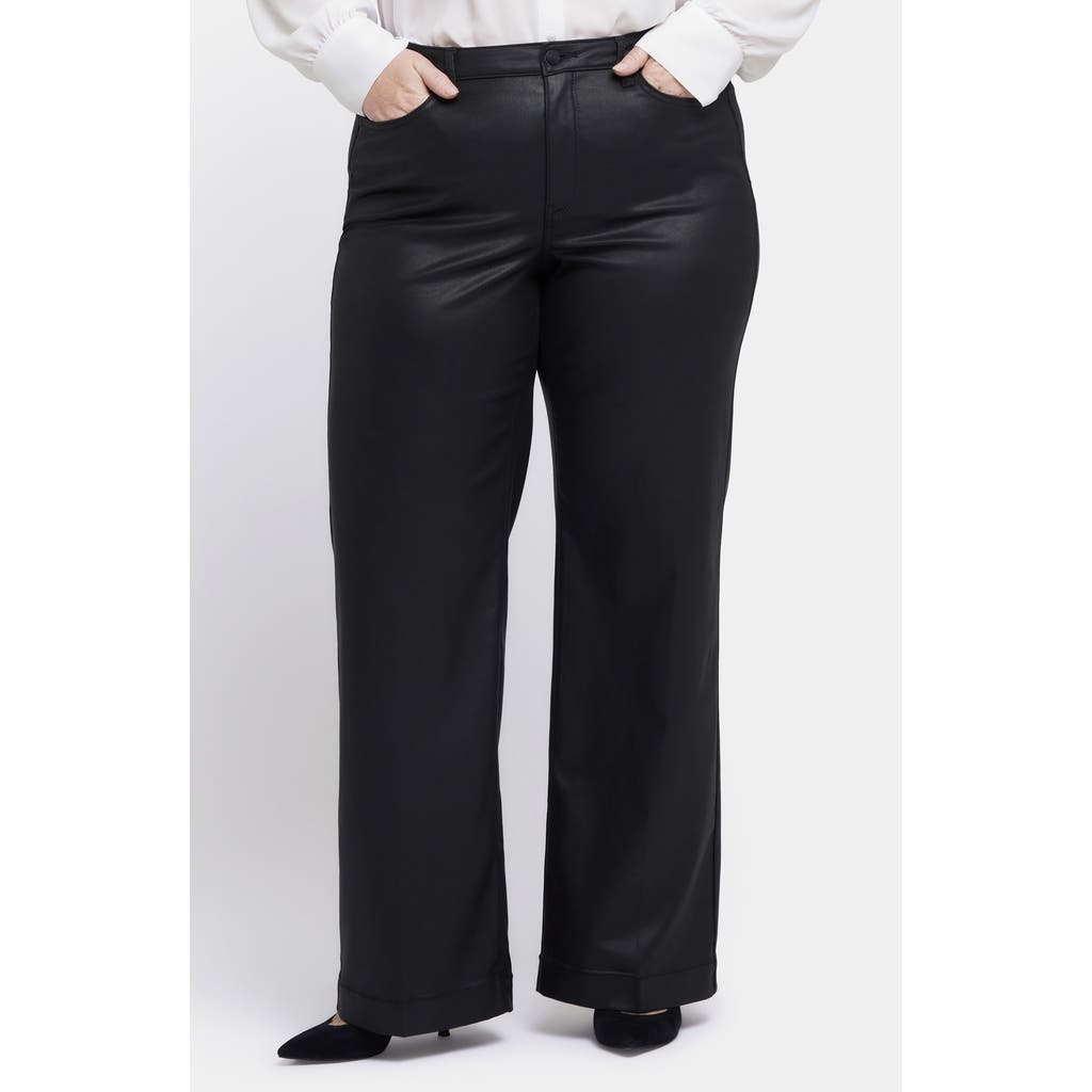Nydj Teresa Coated Wide Leg Jeans In Black