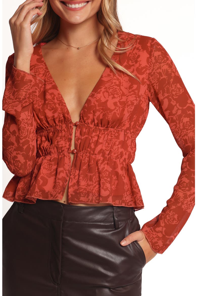 Monica Floral Long Sleeve Top, Alternate, color, RED ROSES