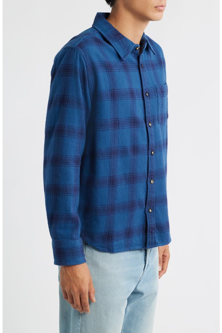 Appalachian Plaid Cotton Flannel Button-Up Shirt, Alternate, color, NAVY