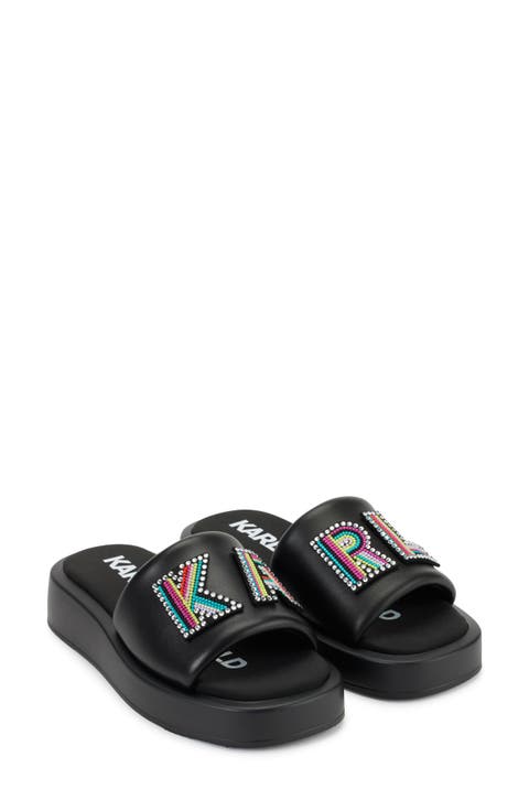 Opal Studs Platform Slide Sandal (Women)