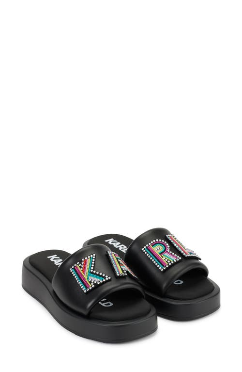 Karl Lagerfeld Opal Womens Leather Slip On Slide Sandals In Black/white