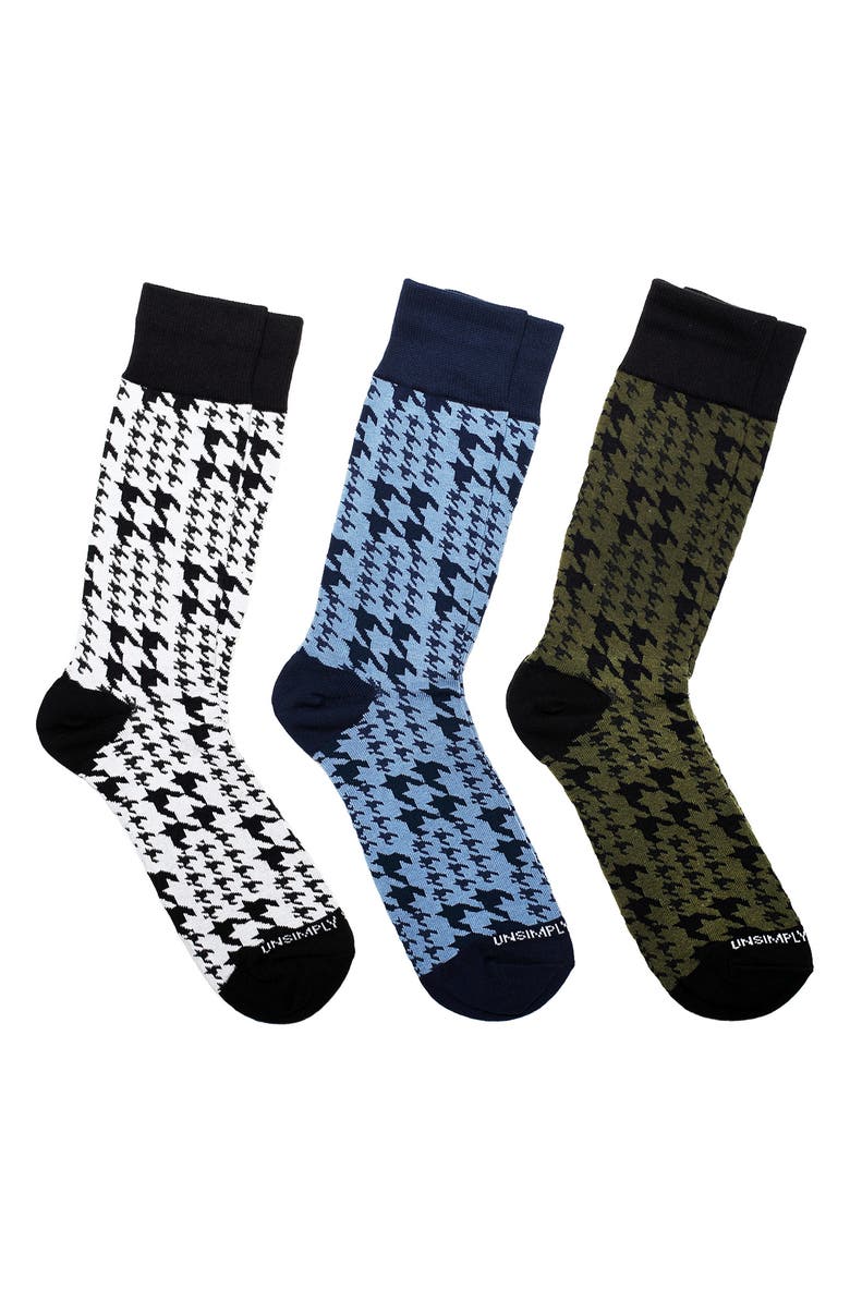 UNSIMPLY STITCHED Assorted 3-Pack of Crew Socks, Main, color, Black Multi