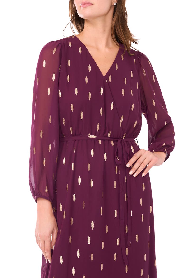 Metallic Dot Long Sleeve Chiffon Maxi Dress, Alternate, color, POTENT PURPLE