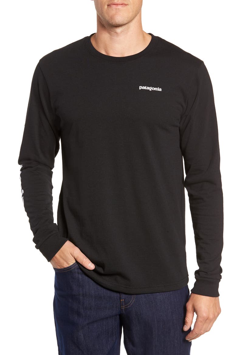 Long Sleeve Logo T-Shirt, Main, color, BLACK