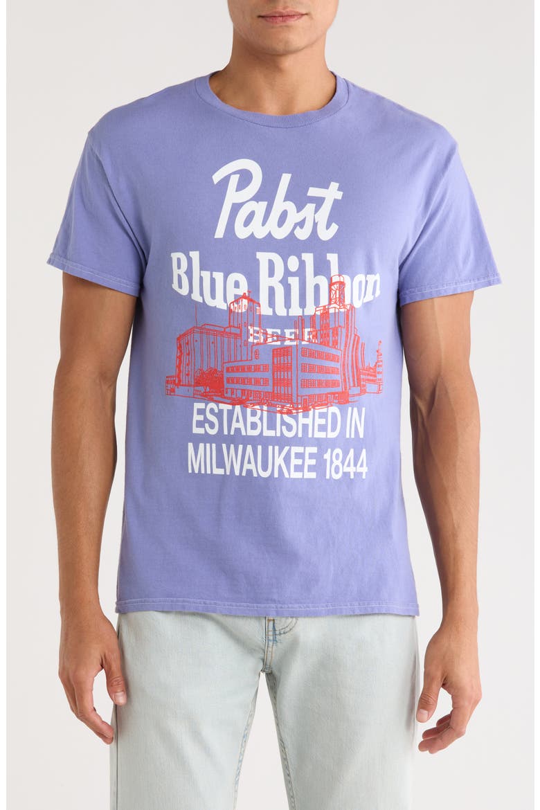 Pabst Blue Ribbon Cotton Graphic T-Shirt, Main, color, PIGMENT DYE BLUE JEAN