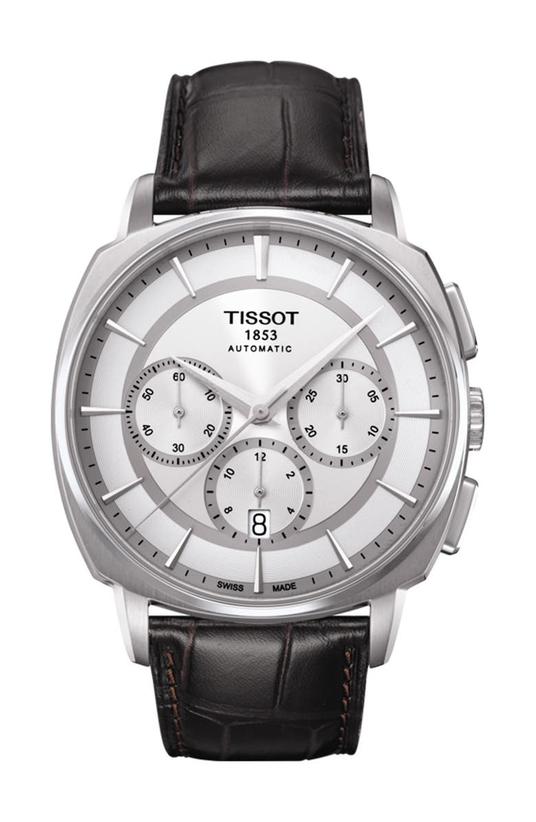 Tissot Men's T-Lord Automatic Embossed Leather Strap Watch, 42.2mm, Main, color,