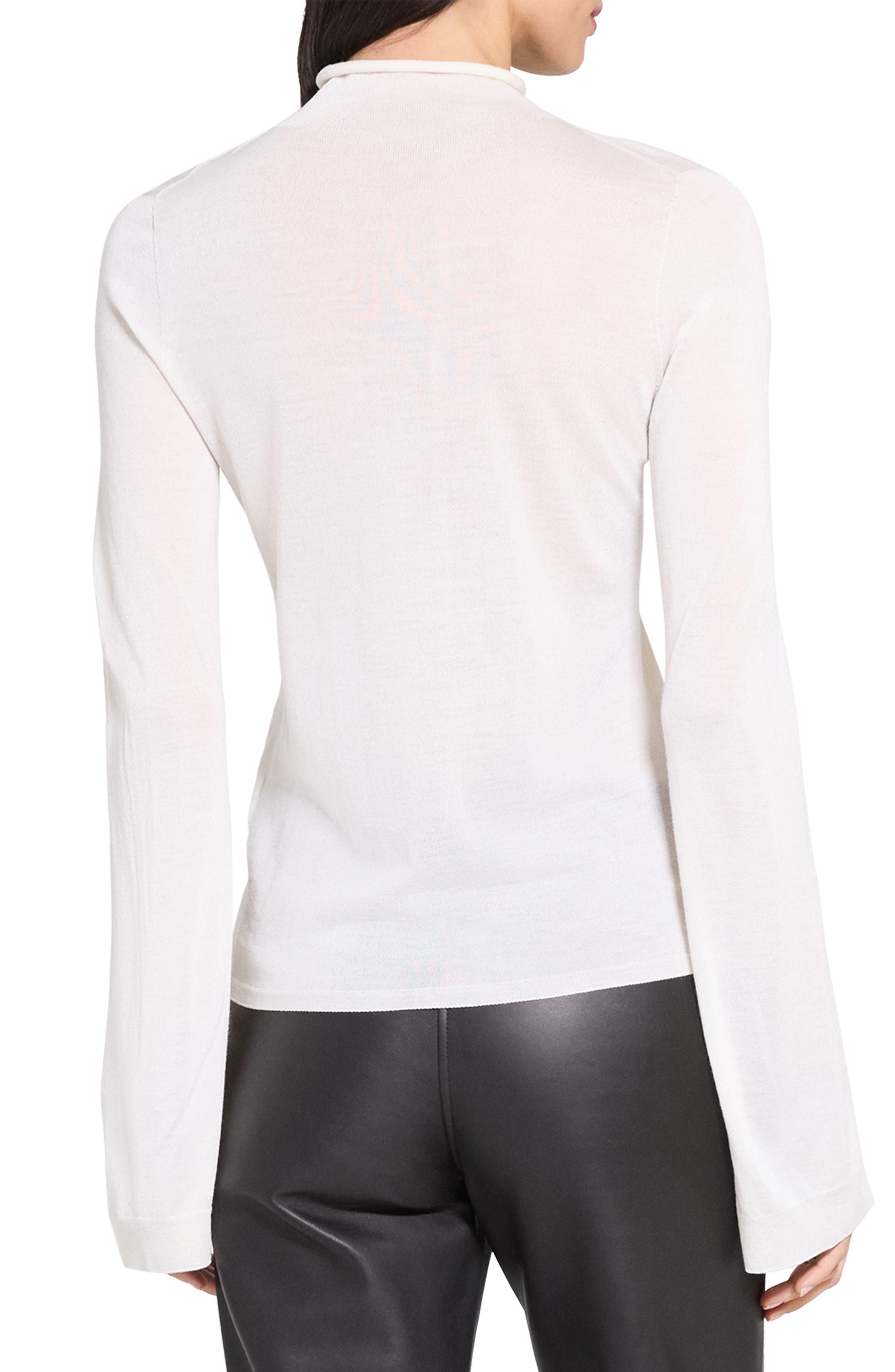 Split Sleeve Roll Neck Wool Blend Sweater - image 2