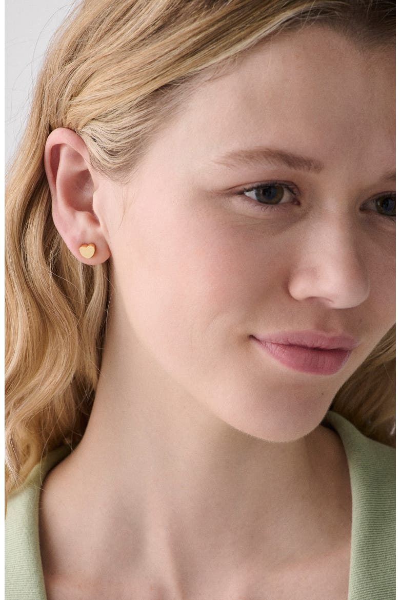 heart stud earrings, Alternate, color, GOLD