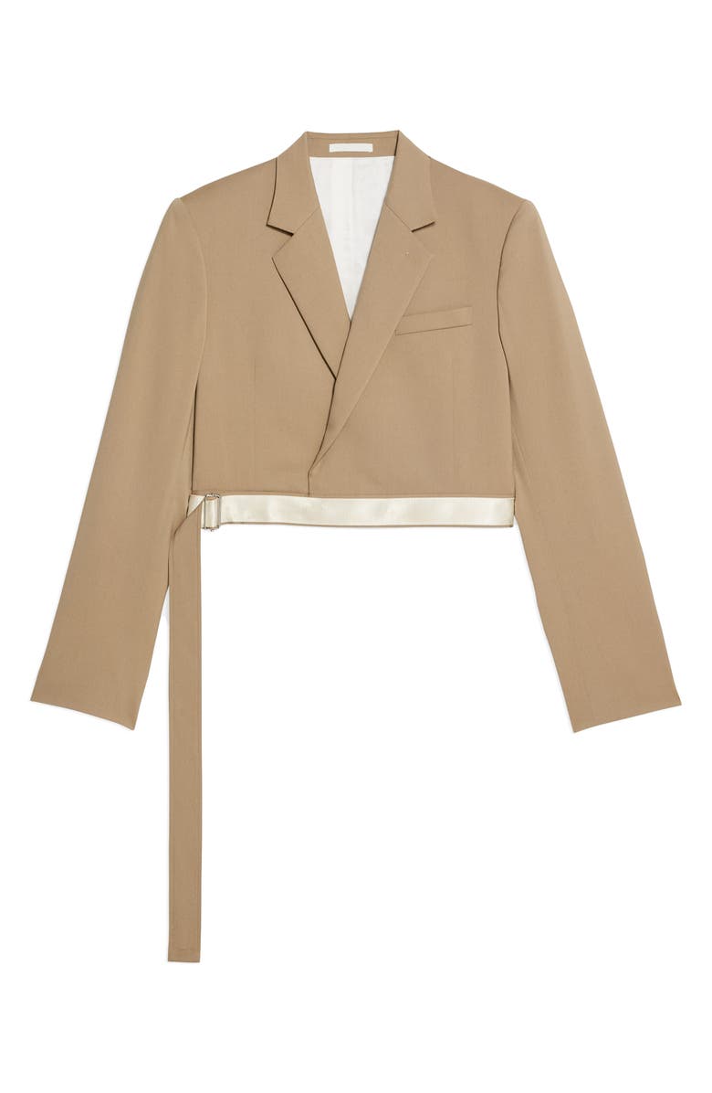 Helmut Lang Wool Wrap Crop Blazer, Alternate, color, Latte