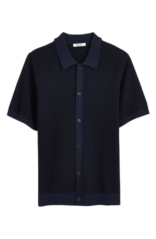 Madewell Tuck Stitch Short Sleeve Button-up Shirt In Blue