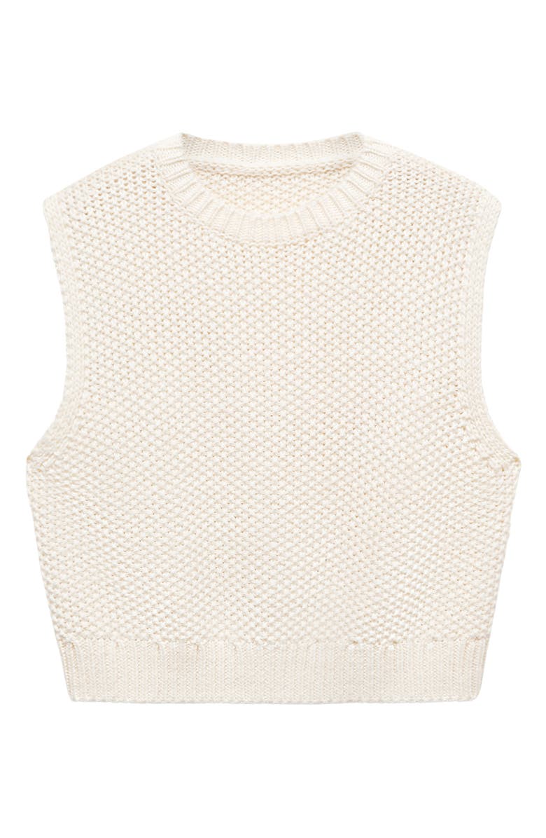 MANGO Chunky Stitch Crop Crewneck Sweater Tank, Alternate, color,